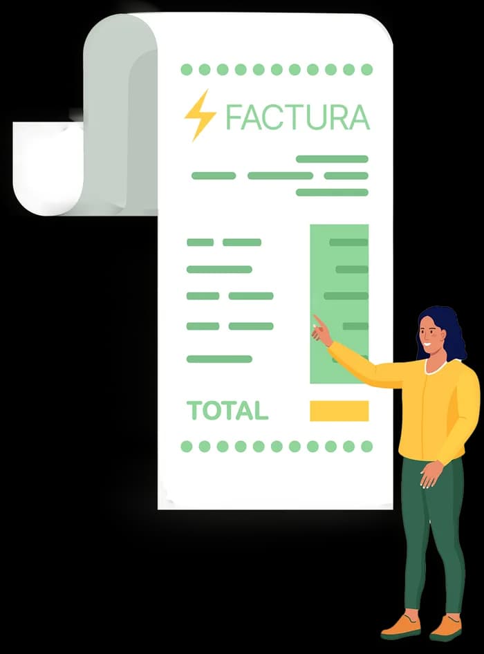 Una clienta señala su factura de luz